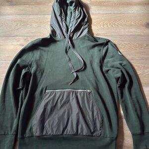 Moncler Green Hooded Sweatshirt with Front Pocket